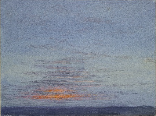 John Ruskin, Study of Dawn: The First Scarlet on the Clouds, 1868 – watercolour and bodycolour over graphite. Ashmolean Museum, presented by John Ruskin to the University of Oxford, 1875 WA.RS.ED.003.