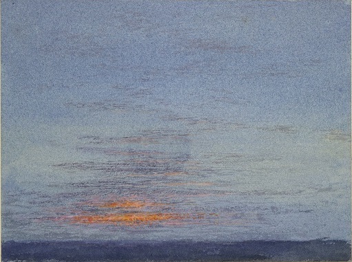 John Ruskin, Study of Dawn: The First Scarlet on the Clouds, 1868 – watercolour and bodycolour over graphite. Ashmolean Museum, presented by John Ruskin to the University of Oxford, 1875 WA.RS.ED.003.