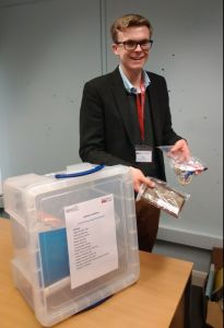 Chris, former Work Experience placement student, with Learning Resources for schools.