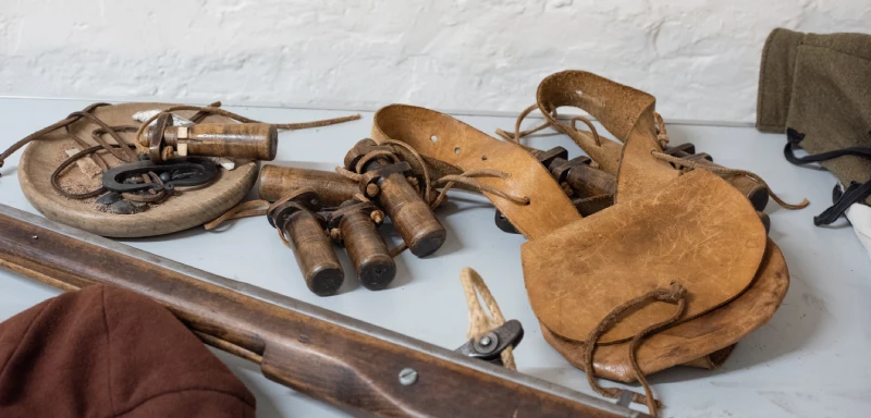 A photo showing objects used in Civil War school sessions at The Commandery.