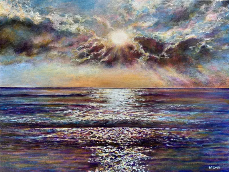 Sunset Seascape, Marion Yeo © the artist. Worcester Society of Artists - 76th Annual Exhibition.